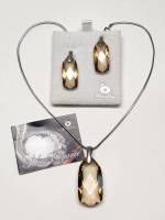 Серьги и подвеска на цепочке карамельный хрусталь Preciosa в подарочных упаковках