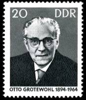 (1965-073) Марка Германия (ГДР) "Отто Гротеволь"    1 год смерти II Θ