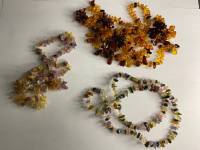 Бусы 3 шт, янтарь и натуральные камни