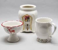 Набор Ваза Креманка Кружка керамика стразы белый с красным