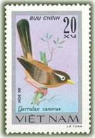 (1978-006) Марка Вьетнам "Китайский хвамэй"   Певчие птицы III O