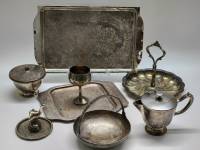 Посуда металл СССР подносы молочник сахарница рюмка подставка для колец слон набор 8 предметов