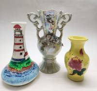 Набор Вазы 3 шт керамика фарфор лепнина роспись маяк желтая