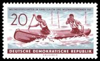 (1961-034) Марка Германия (ГДР) "Каноэ"  красная  Гребля на каноэ II Θ