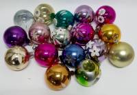 Набор ёлочных игрушек, шары д-6 см., СССР, стекло, 17 шт., СССР (сост. на фото)