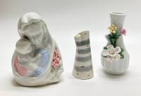 2 вазочки + статуэтка, фарфор, 3 предмета