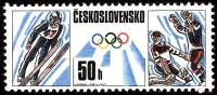 (1988-003) Марка Чехословакия "Прыжки с трамплина, хоккей"    Олимпийские игры в Калгари и Сеуле III