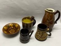 Набор Кувшин Пивные кружки Тарелка  керамика 5 предметов