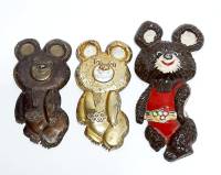 Панно настенное "Олимпийский мишка", 3 шт., металл,  СССР (сост. на фото)