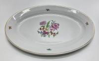 Блюдо овальное, рисунок цветы, Дулёво