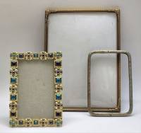 Рамки для фото картин металл 3 штуки золотая с голубыми синими камнями брнзовая и разборная