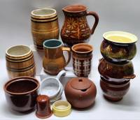 Бочонки Горшки Кувшины Кашпо Сахарница посуда керамика (13 предметов)