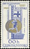 (1965-022) Марка Чехословакия "Бег"    Чехословацкие победители в Летних олимпийских играх III Θ