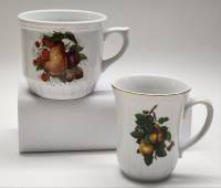 Чашки кружки для чая кофе 2 шт Чехия Богемия фарфор Груши ягоды фрукты