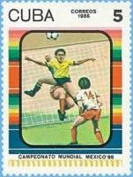 (1986-003) Марка Куба "Футбол (3)"    ЧМ по футболу 1986 Мексика III Θ