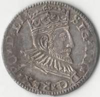 1591 Монета Польша 3 гроша Сигизмунд III  Серебро Ag 500  UNC