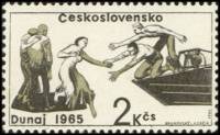 (1965-066) Марка Чехословакия "Люди на лодке"    Пострадавшие от наводнений I Θ
