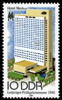 (1981-023) Марка Германия (ГДР) "Отель Меркурий, Лейпциг"    Ярмарка, Лейпциг III Θ