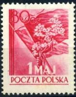 (1954-008) Марка Польша "Рука с букетом (Красная)"   1 мая День труда II Θ