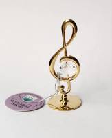 Сувенир Скрипичный ключ 8,5 см  металл покрытие золото 24 к. кристаллы Сваровски США  новый