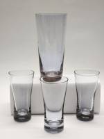 Стаканы стопки 3 шт и Вазочка голубое синее цветное резное стекло СССР винтаж