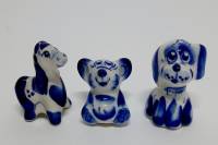 Набор фарфоровых сувениров, 3 шт, гжель (сост. на фото)