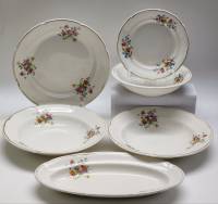 Столовый сервиз ЗиК Конаково Селедочница и тарелки 6 предметов фарфор рисунок Букет с розой