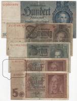 1924-42 5 штук 5 5 10 20 100 марок Набор банкнот Германия Разные варианты    F