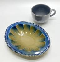 Конфетница + чашка, обливная керамика