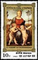 (1983-029) Марка Северная Корея "Мадонна со щеглом"   500 лет со дня рождения Рафаэля III Θ