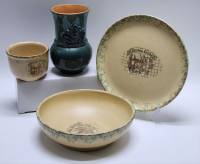 Тарелки Соусник из обожженной глины De Silva Италия и Ваза зеленая керамика