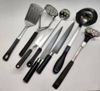 Набор кухонных принадежностей половник шумовка лопатка ножи Gipfel нерж сталь 8 предметов