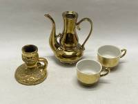 Кувшин, 2 чашки и посвечник, керамика