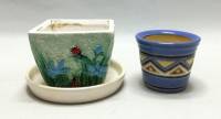 Кашпо, подставка, горшок, керамика, 3 предмета