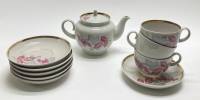 Чайный набор ягоды, Красный фарфорист, СССР, 10 предметов