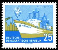 (1962-033) Марка Германия (ГДР) "Теплоход"    Неделя Балтики II Θ