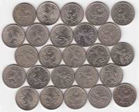 1997-2014, 25 монет по 5 коп Набор монет Россия 1997-2014 год 1997-2009 СПМД и ММД, 2014ММД    XF