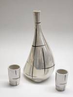 Штоф графин и 2 рюмки Березка СССР фарфор Минский завод 1960-е винтаж