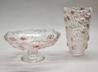 Фруктовница конфетница на ножке и Ваза стекло объемные розы