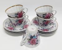 Чайный сервиз, фарфор, ЛФЗ, ручная работа, некомплект, 11 предметов (сост. на фото)
