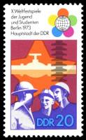 (1973-050) Марка Германия (ГДР) "Строители "    Фестиваль молодежи и студентов III O