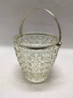 Конфетница хрусталь с металлической ручкой и ободом СССР