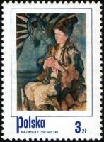 (1974-051) Марка Польша "Крестьянский мальчик"    День почтовой марки. Польские картины с изображени