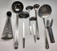 Набор кухонных принадежностей терка половник шумовка щипцы нерж сталь 8 предметов