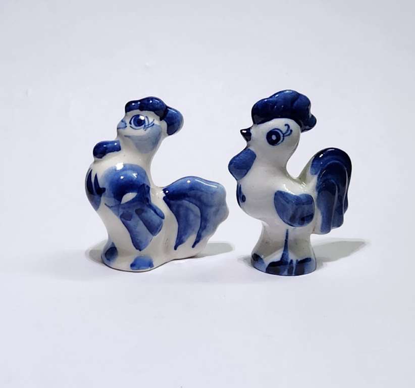 Статуэтки фигурки Петух и курица гжель