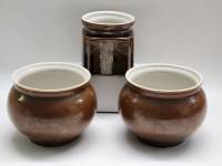 Горшочки для запекания и Банка для хранения обливная керамика СССР (3 предмета)