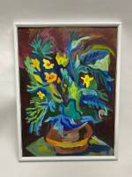 Картина интерьерная масло натюрморт в раме цветы 31*41 см