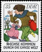 (1977-097) Марка Германия (ГДР) "Сказка (5)"    Шестеро мужчин III Θ