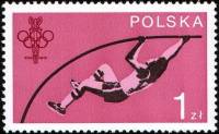 (1979-011) Марка Польша "Прыжки с шестом"    50 лет Олимпийскому Комитету Польши III O