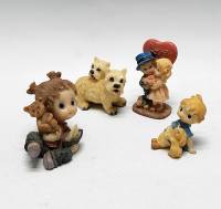 Фигурки статуэтки 4 шт дети, малыши, пара влюбленных, собачки,  полистоун